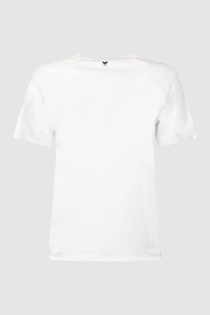 T-shirt in cotone con stampa e ricami - Bianco-2