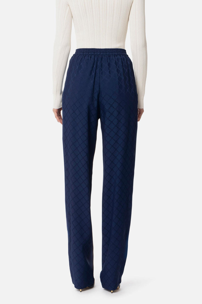 Joggers in satin con losanga jacquard-2