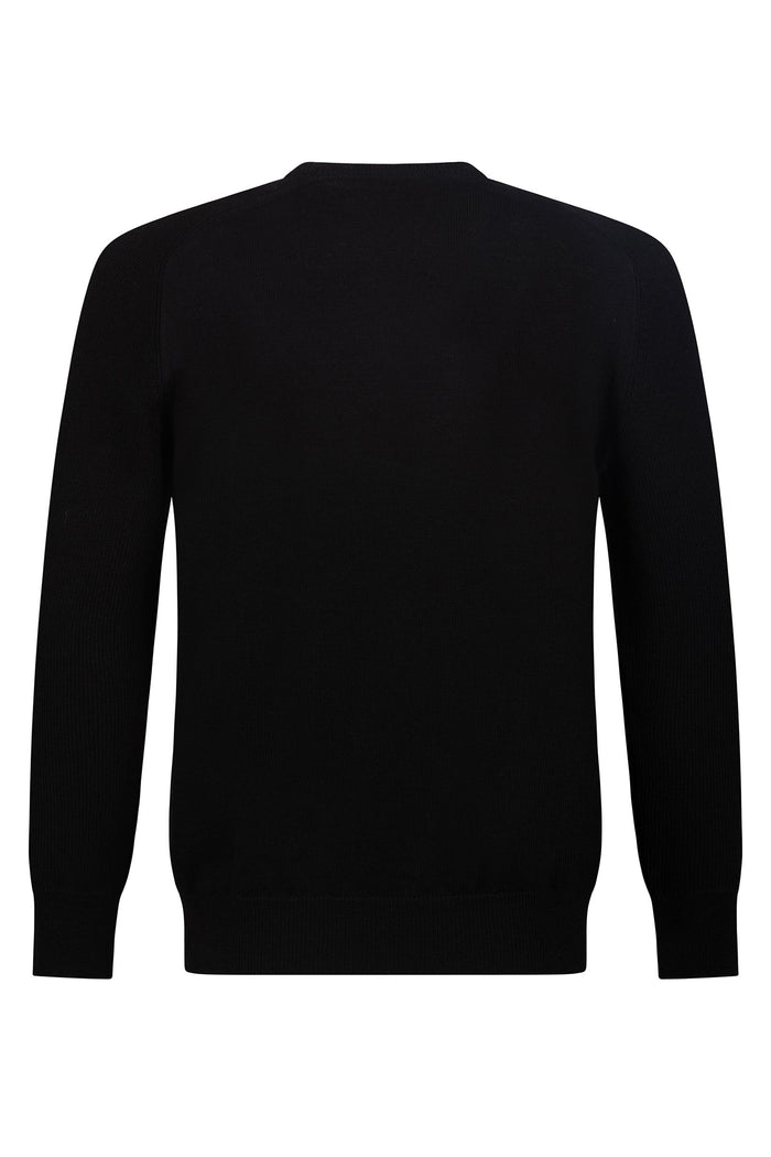 Maglione Girocollo Uomo in Maglia Fine - Nero-2