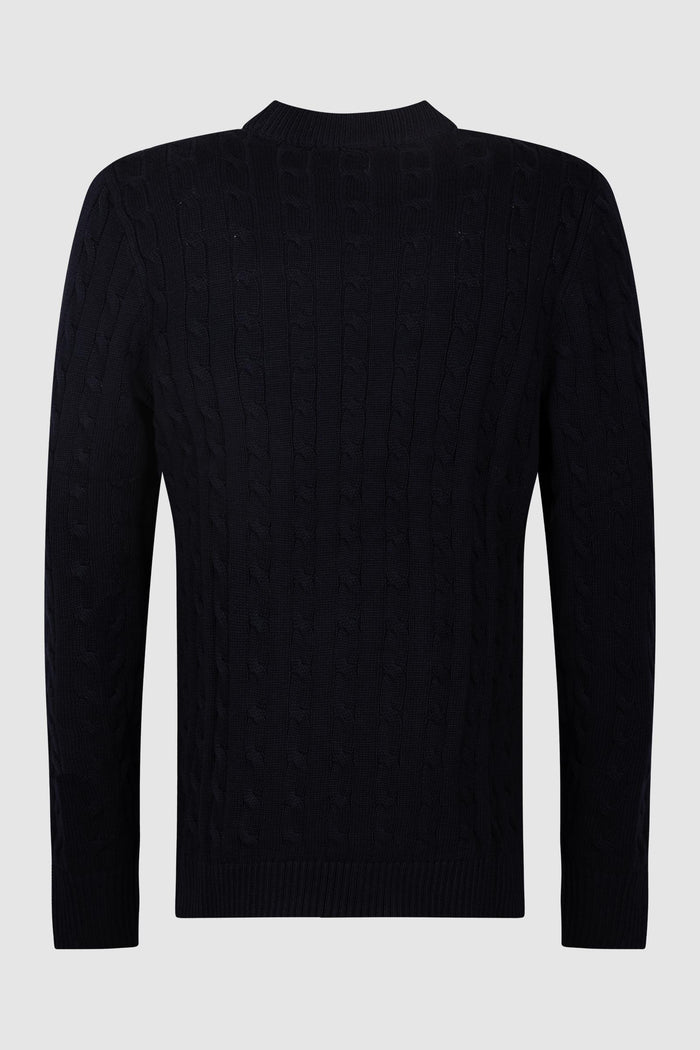 Maglione a trecce con collo rotondo-2