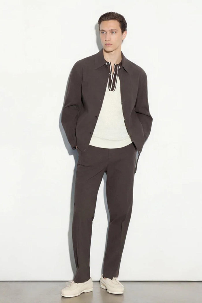 Giubbotto in seersucker di cotone marrone scuro-5