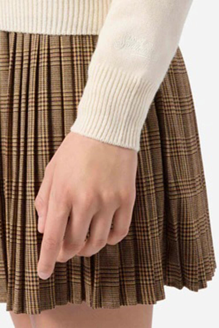 <BR/>Maglione New Queen in misto cashmere bianco con ricamo Ma cherie-5