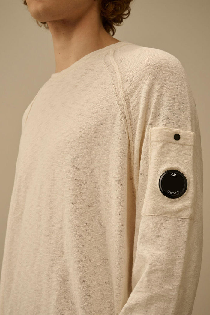 Maglione girocollo in cotone/nylon con lenti raglan-4