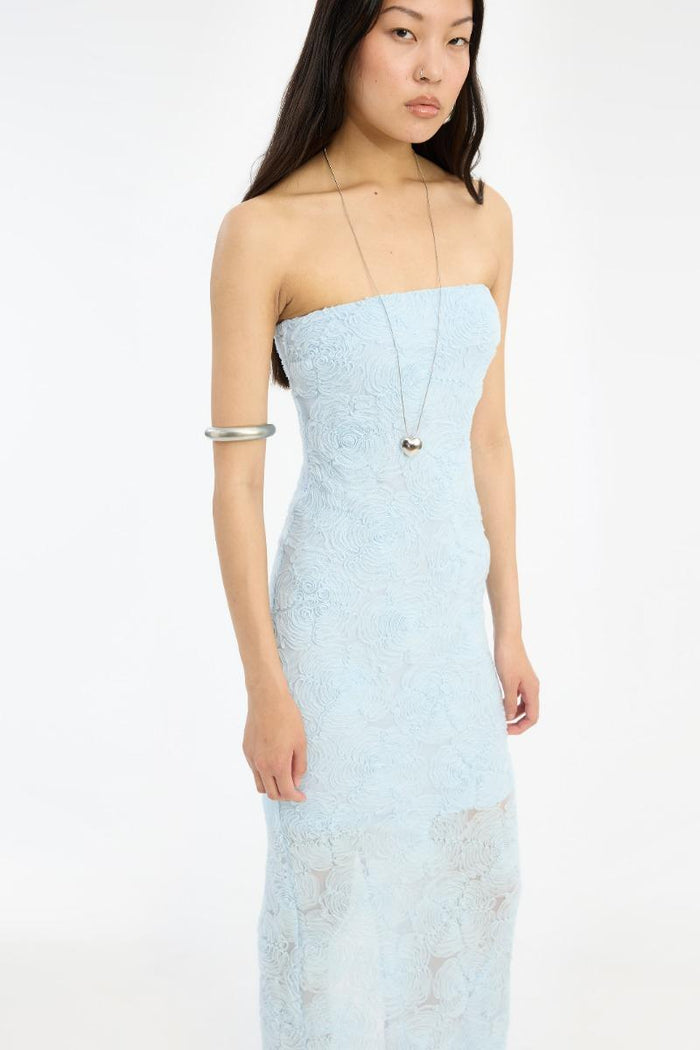 Abito a tubino in rete blu-3