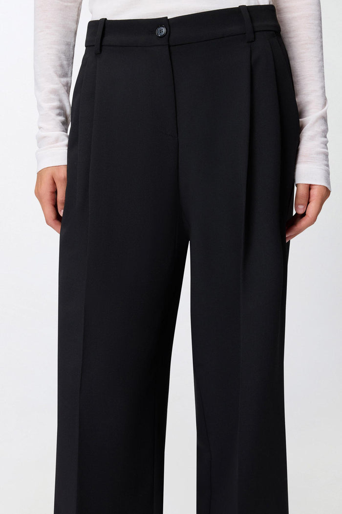 Pantalone palazzo a vita alta in tessuto fluido-6