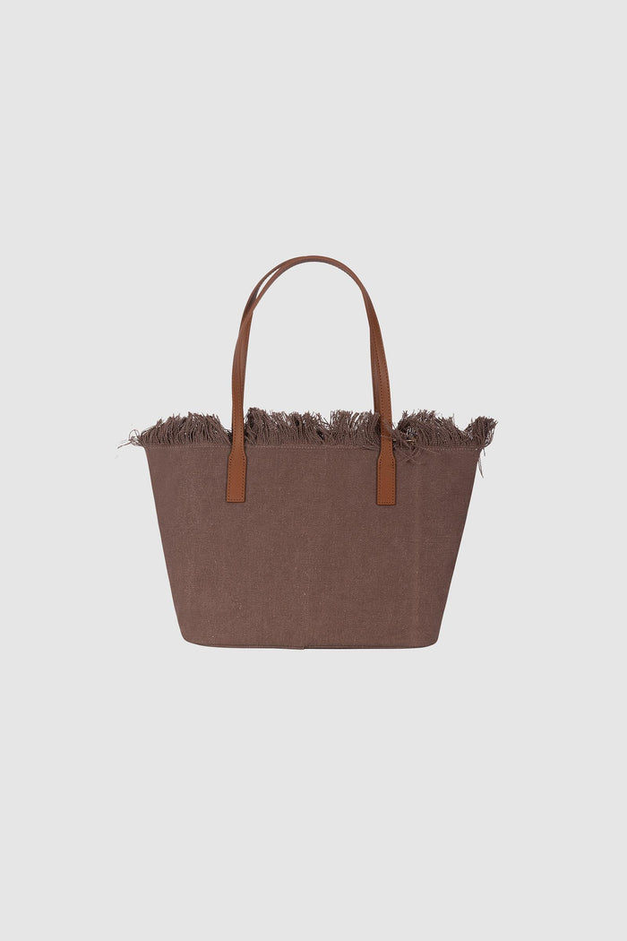Borsa shopper City medium in tessuto con frange-2