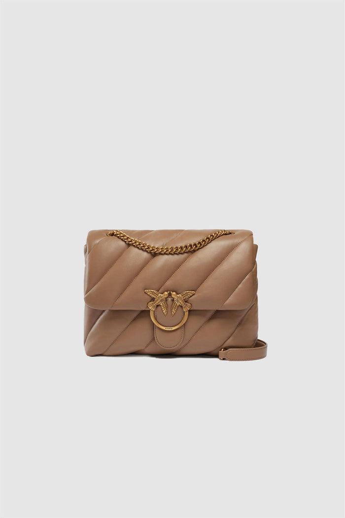Borsa a tracolla grande Love Bag Puff in nappa trapuntata