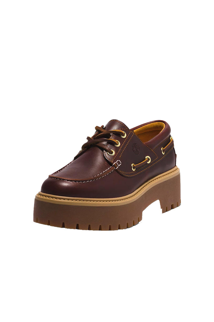 Scarpa da Barca con Plateau Stone Street da Donna in marrone scuro-5
