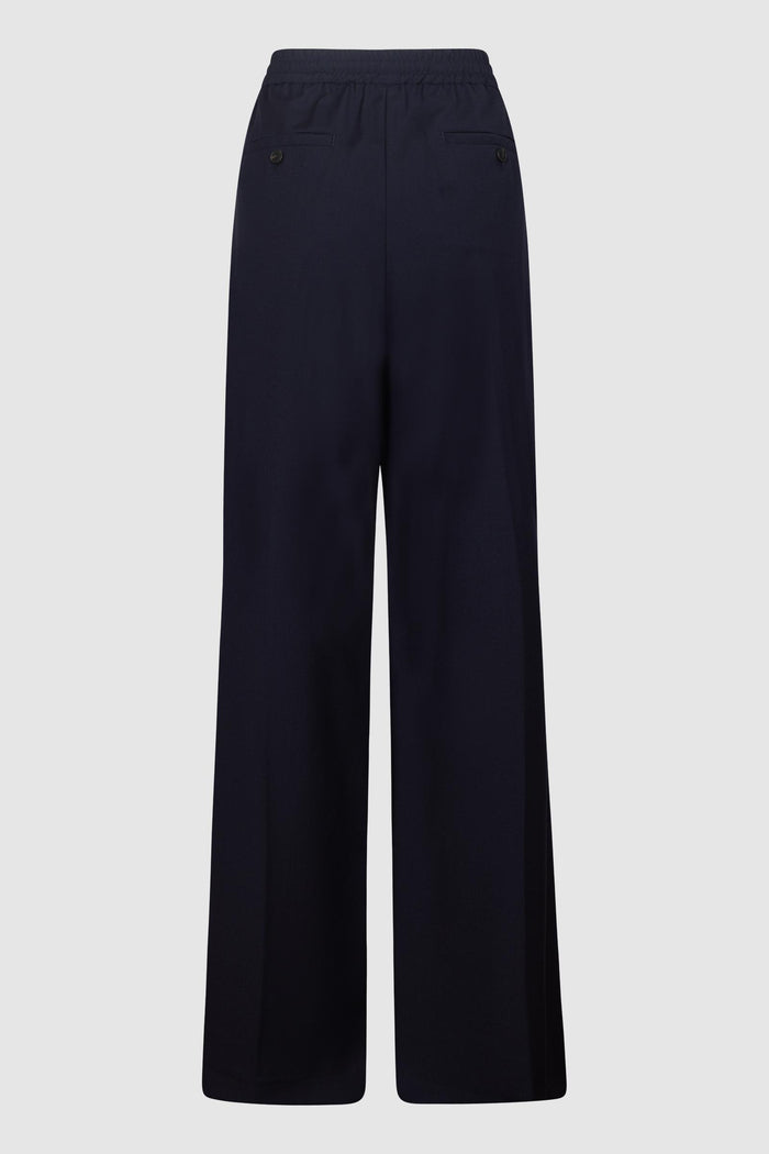 Pantalone in tela di pura lana - Blu-2