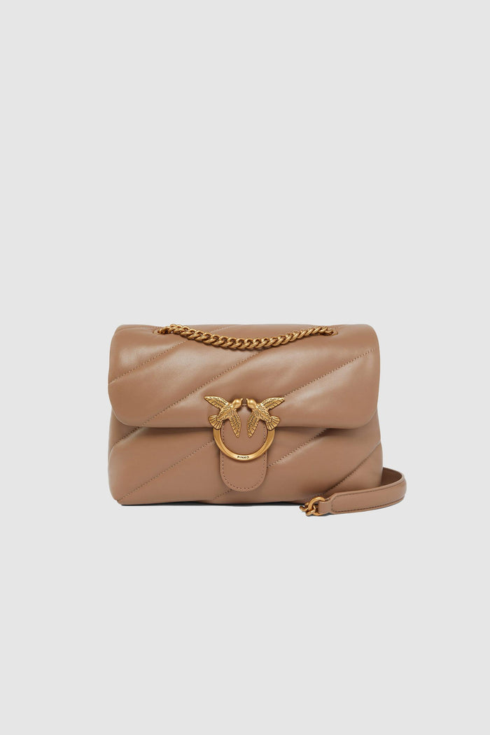 Borsa a tracolla media Love Bag Puff in nappa trapuntata con catena