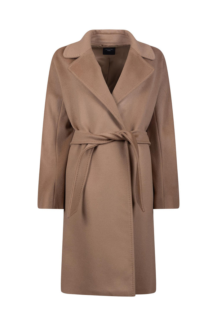 Cappotto con Cintura in Lana Color Cammello-2