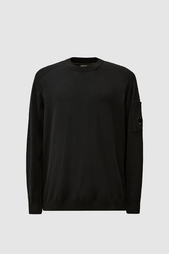 Maglione girocollo in crepe di cotone con lenti