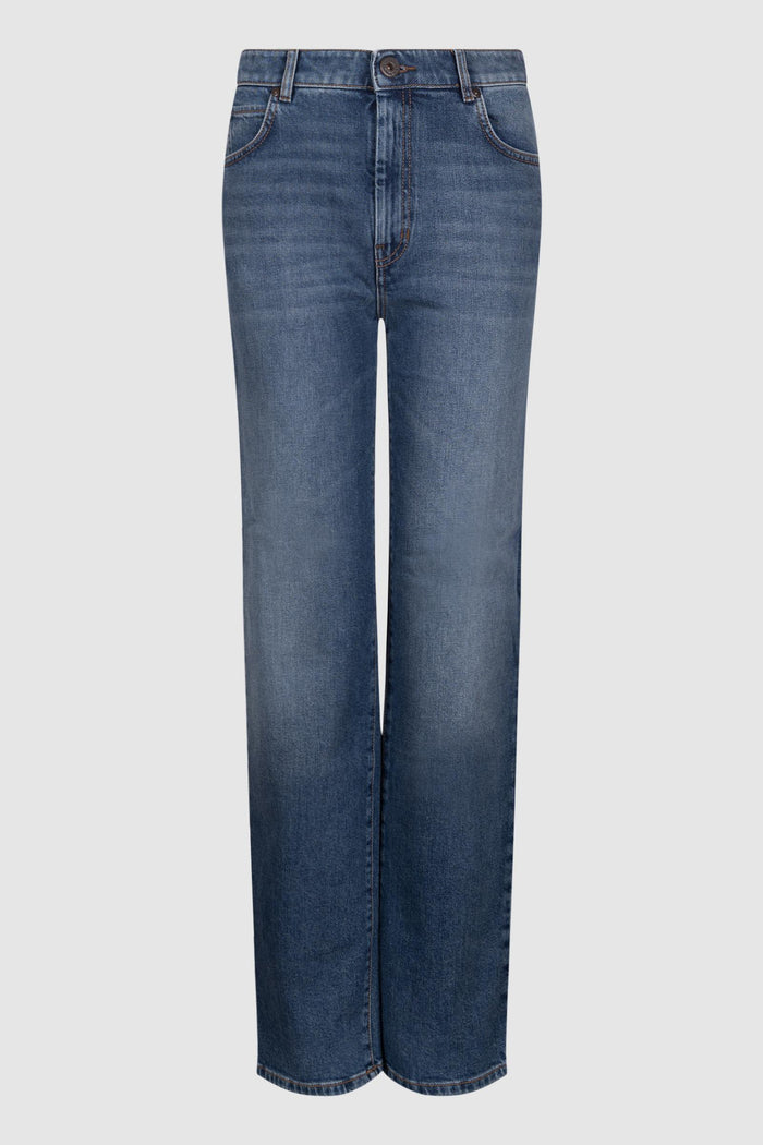 Jeans straight leg in denim - Blu
