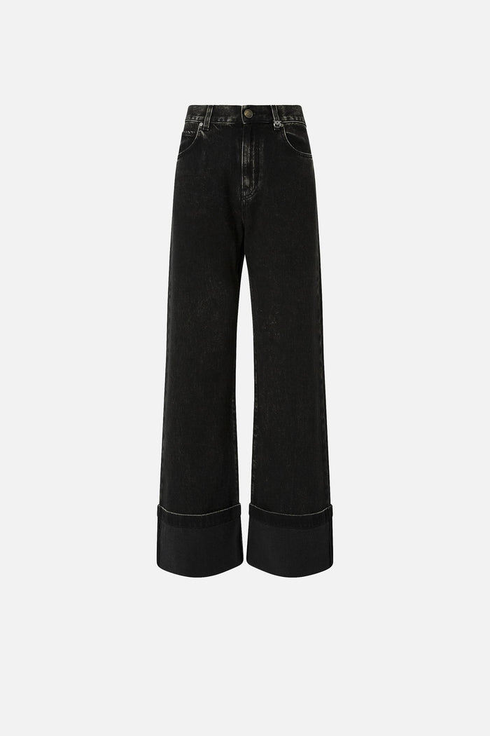 Jeans wide-leg in denim black-2