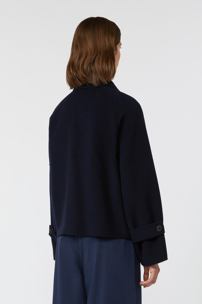 Cappotto crop in drap di lana-4