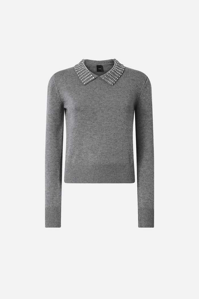 Maglia con colletto e strass-2