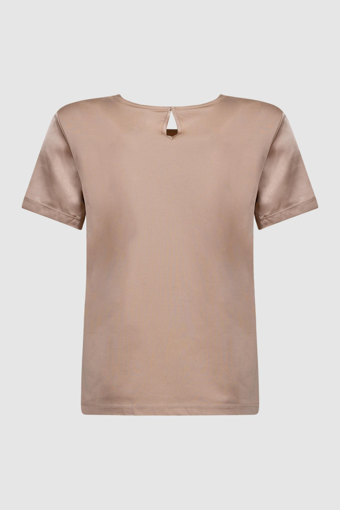 T-shirt girocollo in raso - Rosa-2