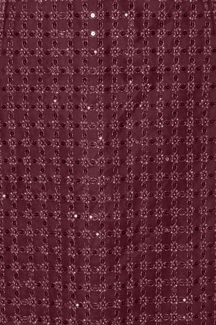 Abito lungo tubolare con perline Bordeaux-3