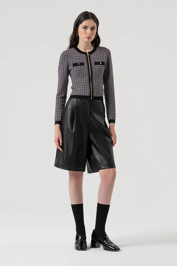 Cardigan slim con jacquard geometrico-5