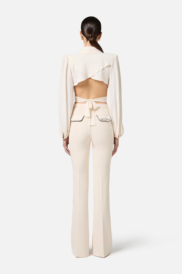 Pantaloni in crêpe con piping a contrasto-6