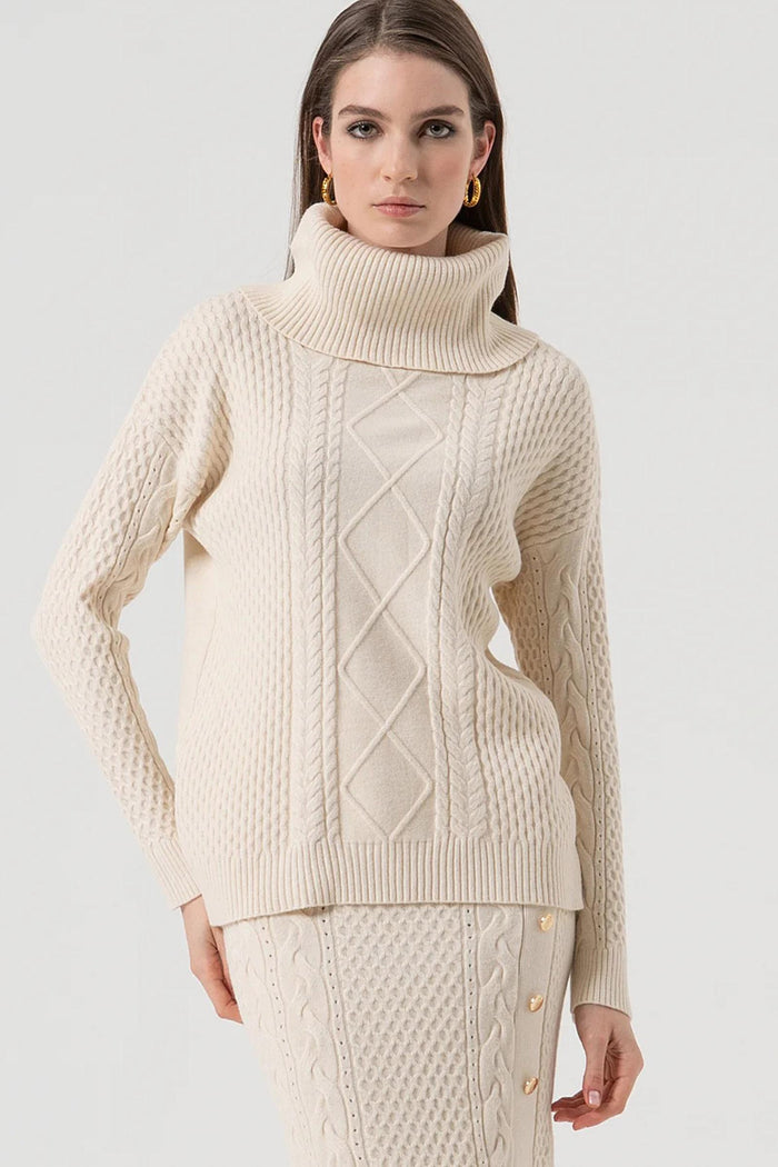 Maglia loose fit con punto treccia-1