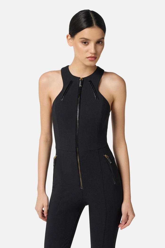 Tuta in doppio crêpe con dettagli zip-2