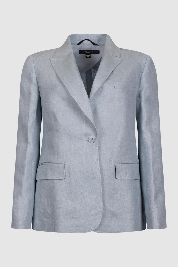 Blazer in canvas di lino - Azzurro