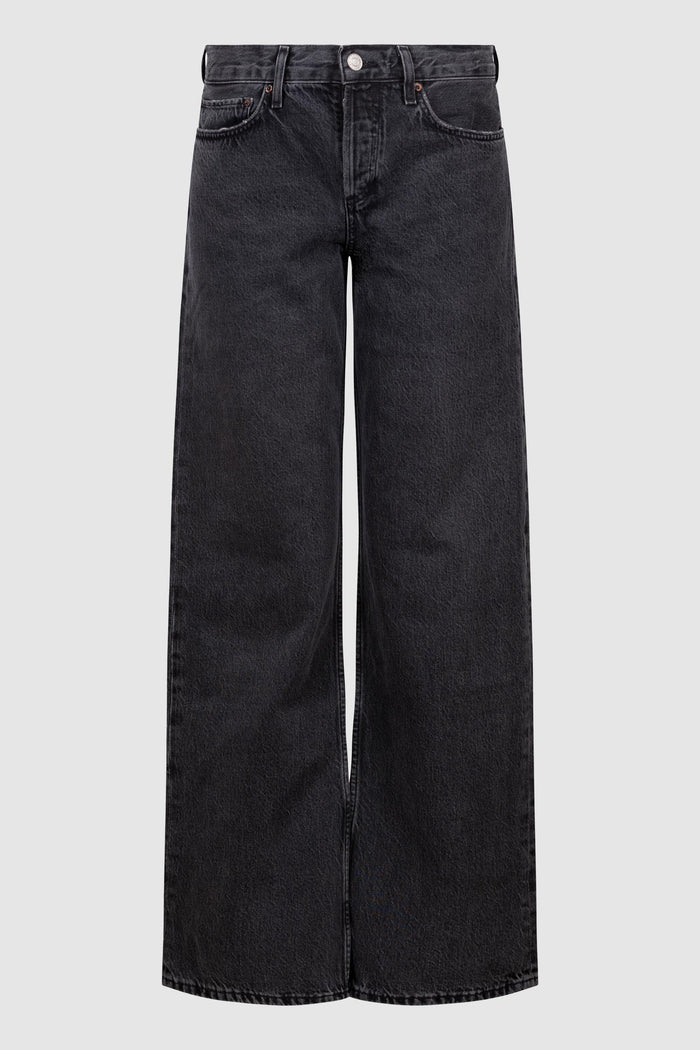 Jeans Wide Leg in Denim Nero Delavé