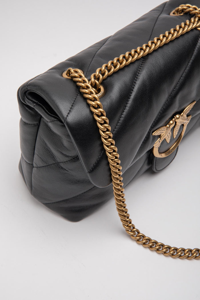 Borsa a tracolla media Love Bag Puff in nappa trapuntata con catena-4