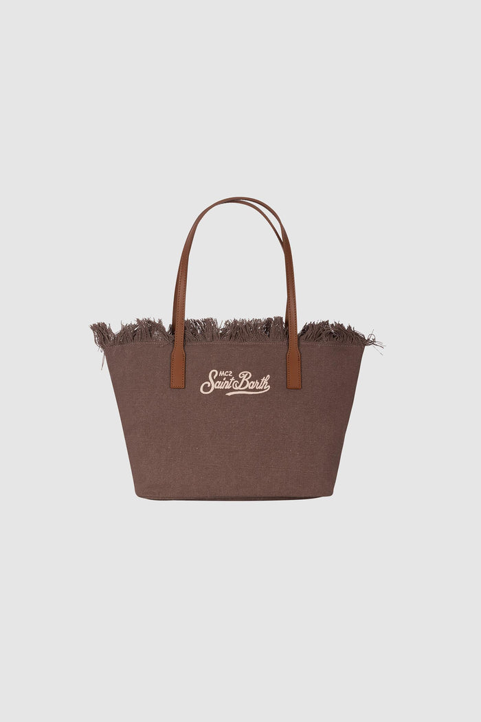 Borsa shopper City medium in tessuto con frange