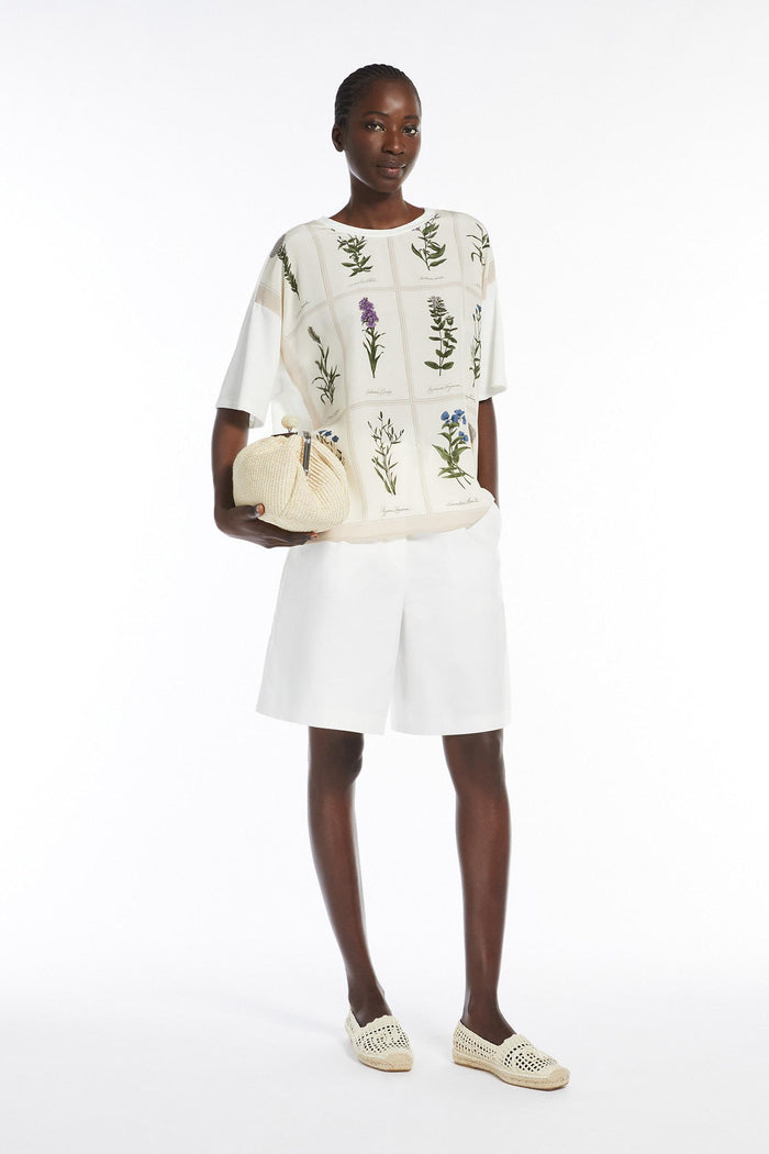 T-shirt in seta stampata e jersey-5