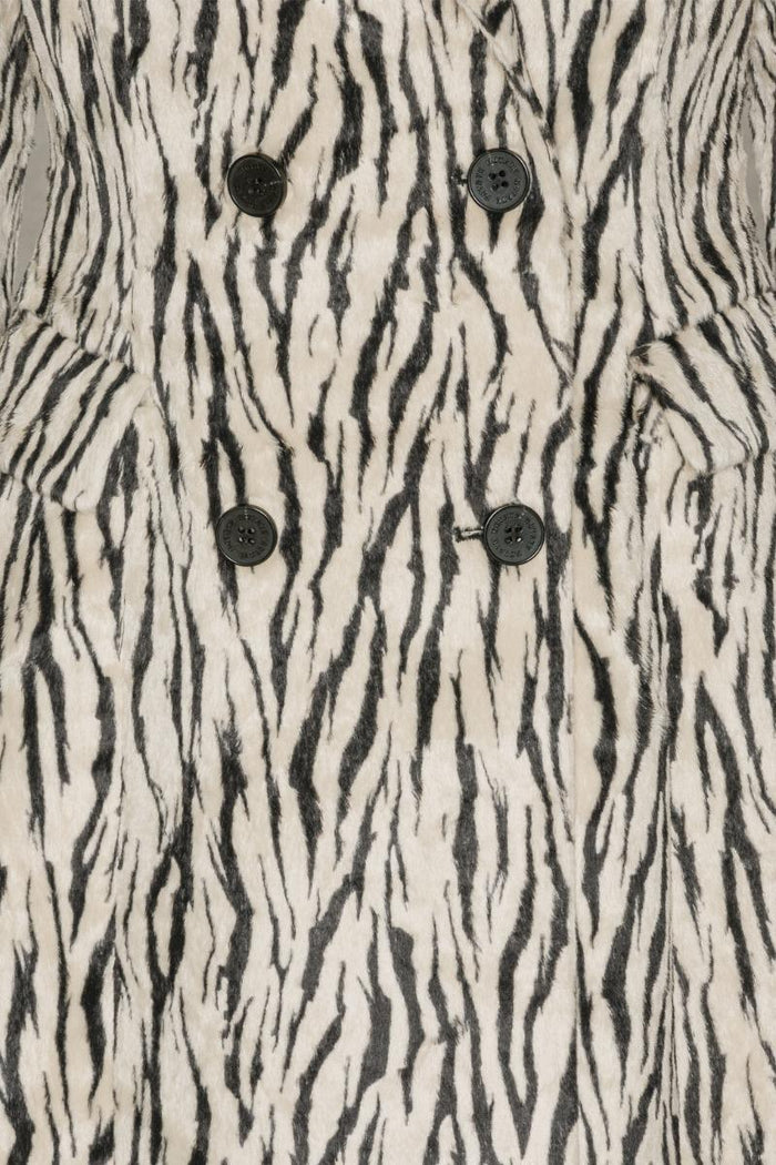 Cappotto in pelliccia sintetica stampata nera-3