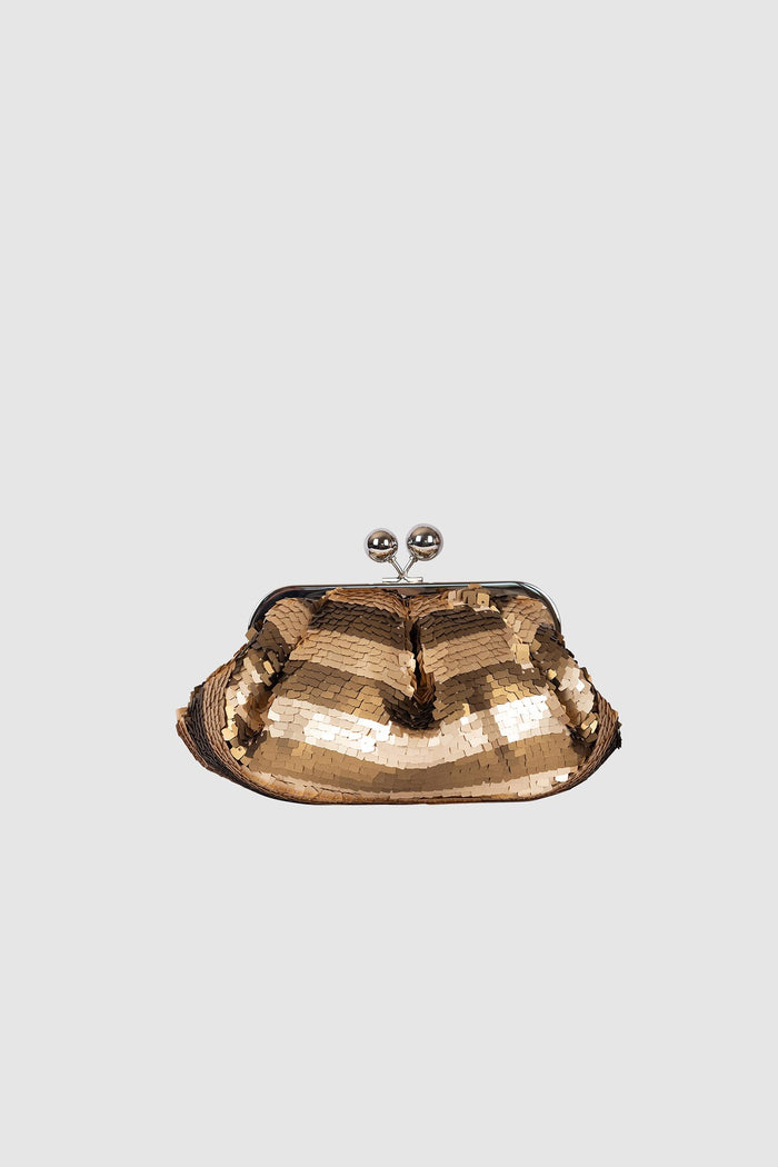 Pasticcino Bag small con paillettes a righe - Beige-2