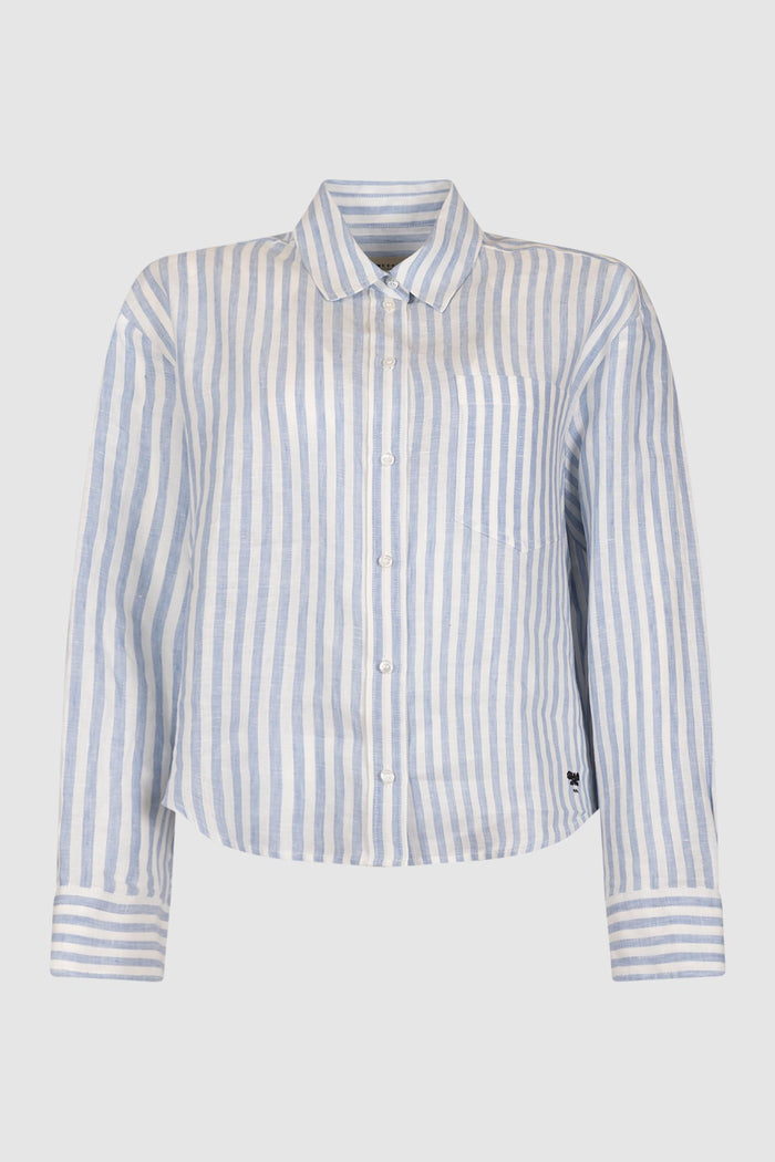 Camicia in Oxford di cotone a righe - Azzurro-1