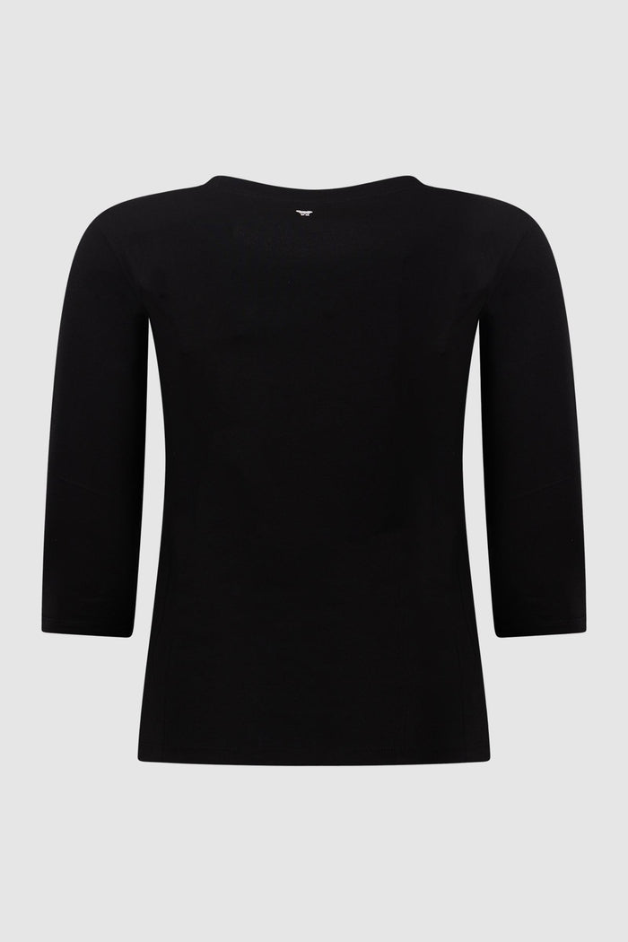T-shirt in cotone stretch - Nero-2