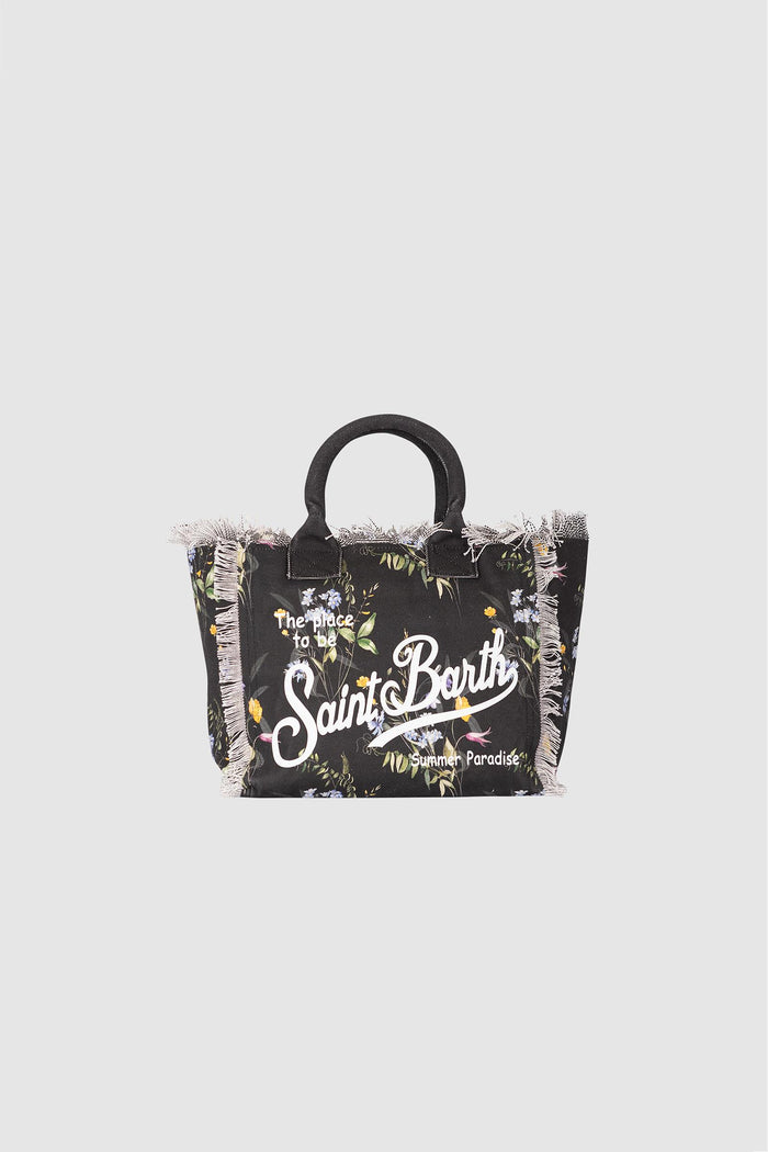 Borsa Shopper Floreale Nera-2