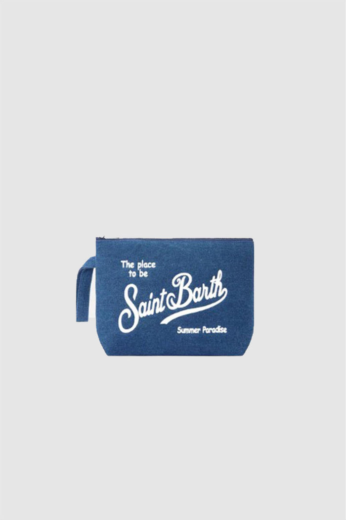 Pochette Aline in effetto denim blu scuro