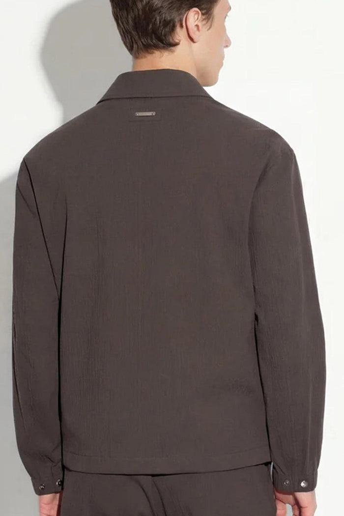 Giubbotto in seersucker di cotone marrone scuro-3